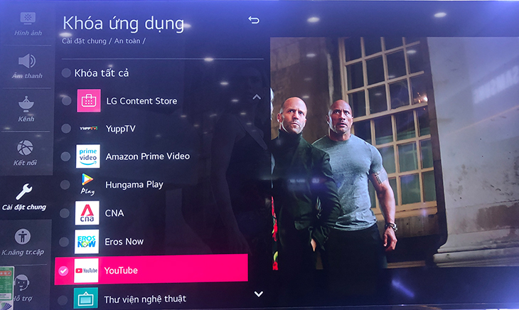 Chọn ứng dụng cần khóa để khóa