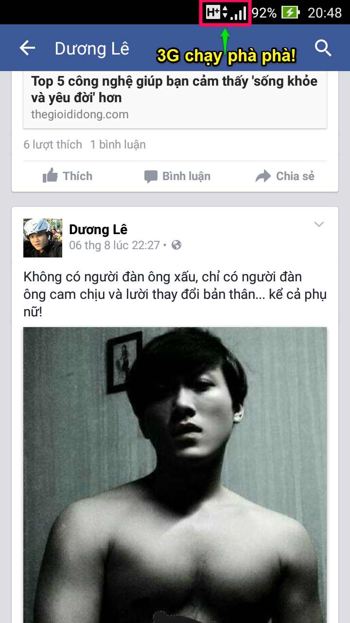 Đã bật chế độ mạng 3G