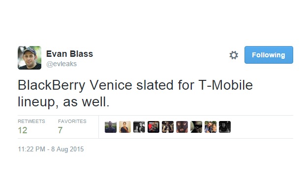 BlackBerry Venice sẽ đến cả nhà mạng T-Mobile của Mỹ