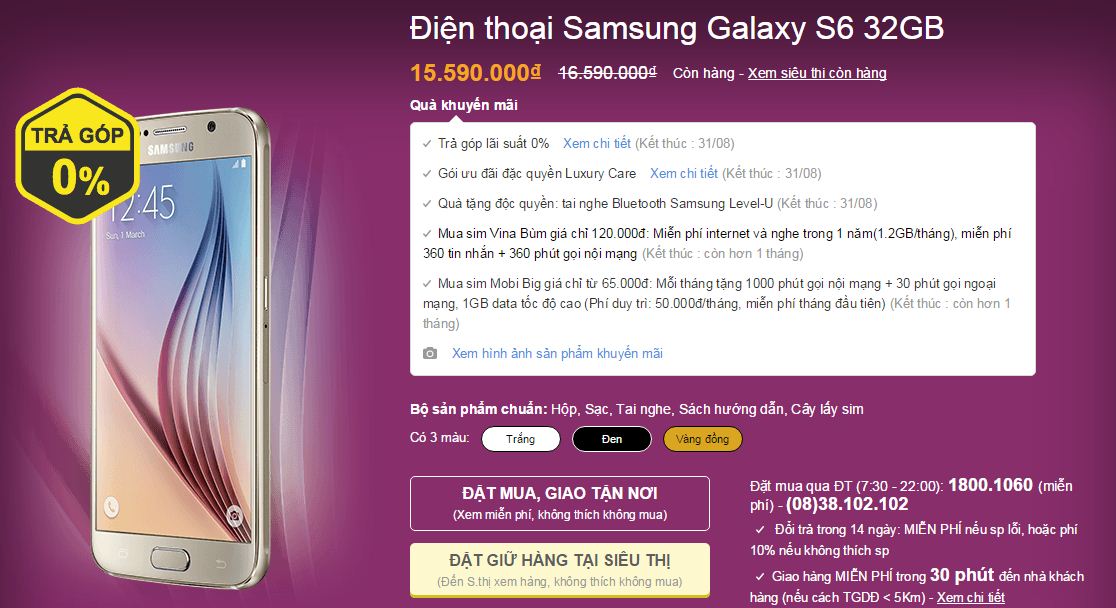 Galaxy S6 giảm giá