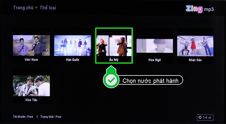 Chọn nước phát hành MV