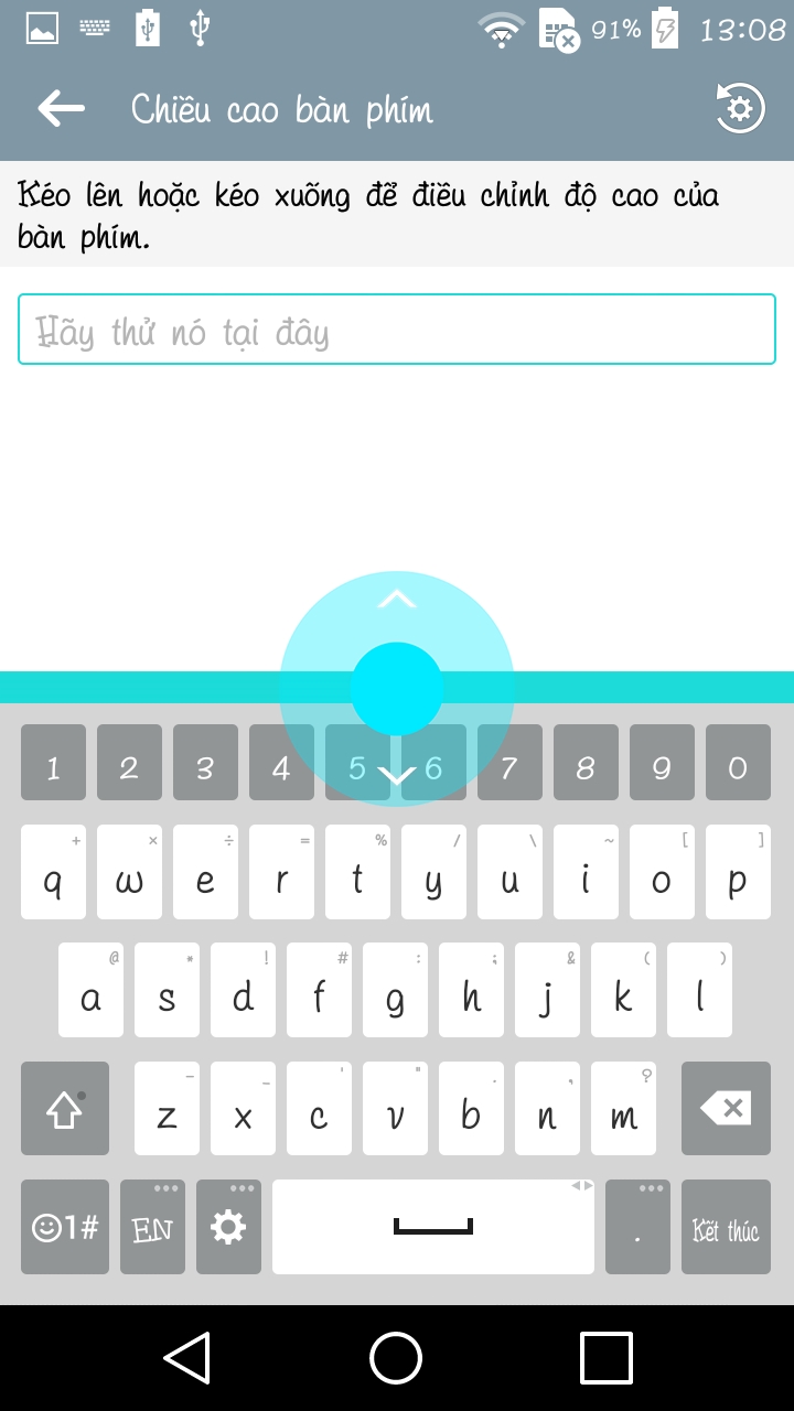 Chiều cao bàn phím