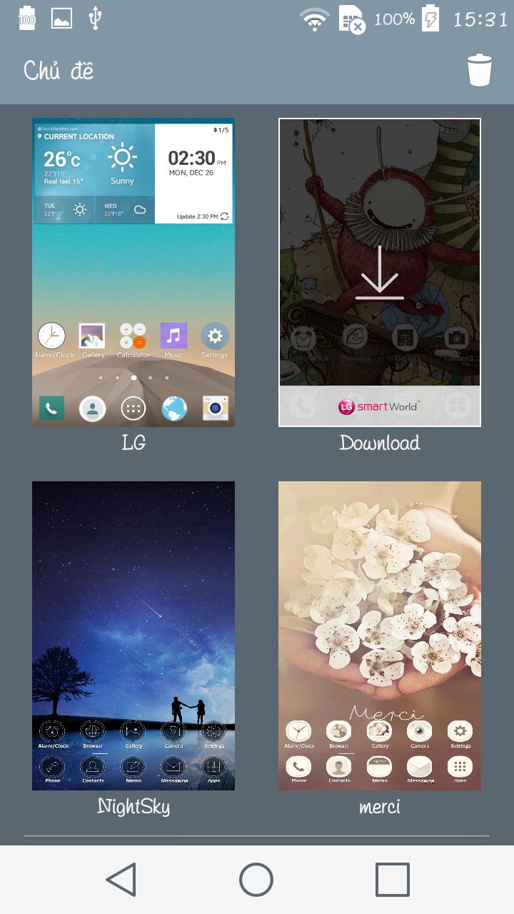 Danh sách chủ đề có trên máy