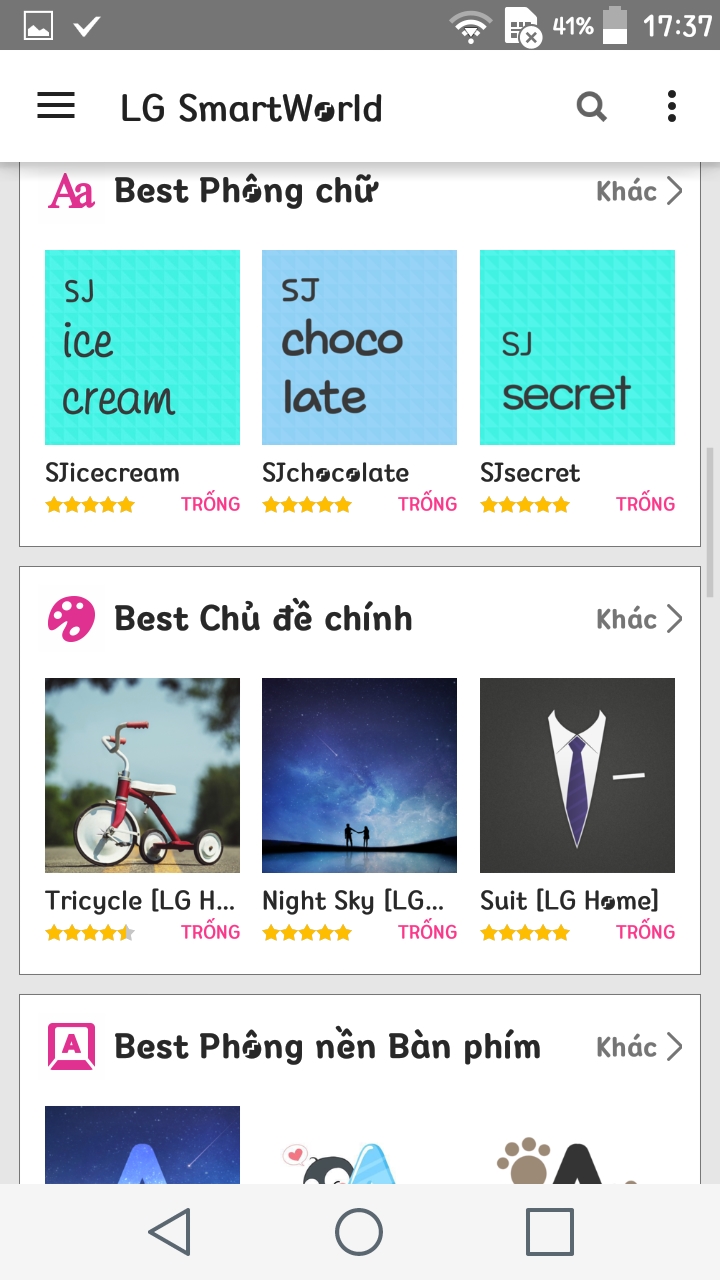 Chủ đề, phông chữ, phông nền bàn phím