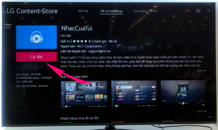 Cách cài đặt ứng dụng nhạc của tui trên tivi LG