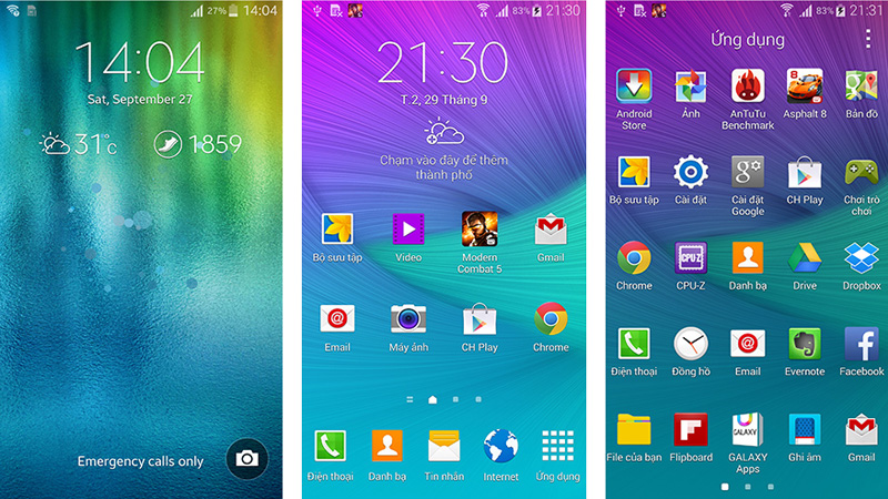 Giao diện galaxy note 4