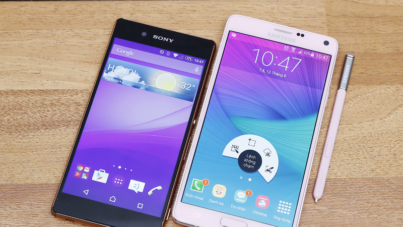 So sánh galaxy note 4 và sony xperia z3 plus