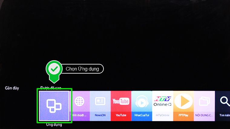 Cách sử dụng ứng dụng Skype trên Smart tivi Samsung 2015 > Chọn Ứng dụng