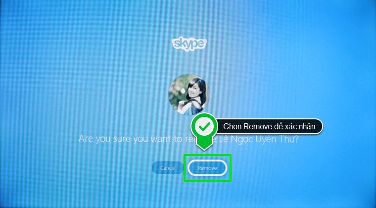 Cách sử dụng ứng dụng Skype trên Smart tivi Samsung 2015 > Xác nhận việc thoát tài khoản