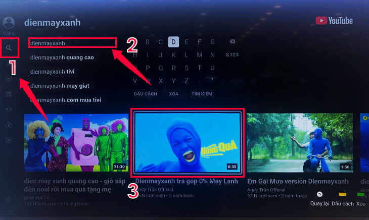 Cách sử dụng YouTube trên Smart tivi LG > Tìm kiếm video