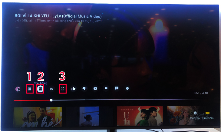 Cách sử dụng YouTube trên Smart tivi LG > Tùy chỉnh một số thông số khi xem video
