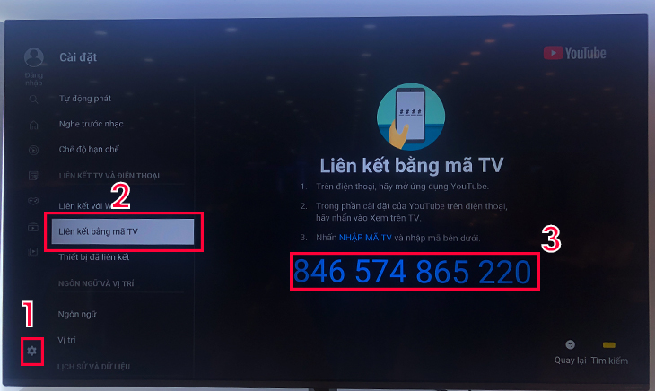 Cách sử dụng YouTube trên Smart tivi LG > Lấy mã liên kết chỉ với 3 thao tác