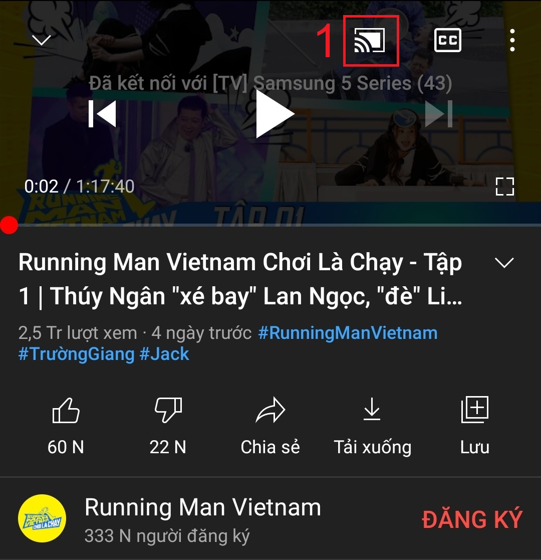 Cách chia sẻ video YouTube từ điện thoại, máy tính bảng, laptop lên Smart tivi Samsung, LG, Sony > Để hủy kết nối, hãy nhấn vào biểu tượng Truyền