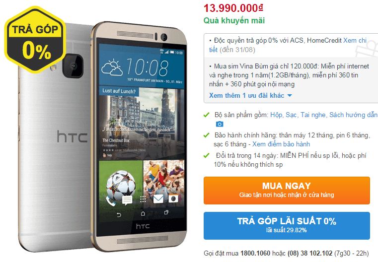 HTC One M9 giảm giá mạnh mẽ HTC One M9 giảm giá mạnh mẽ