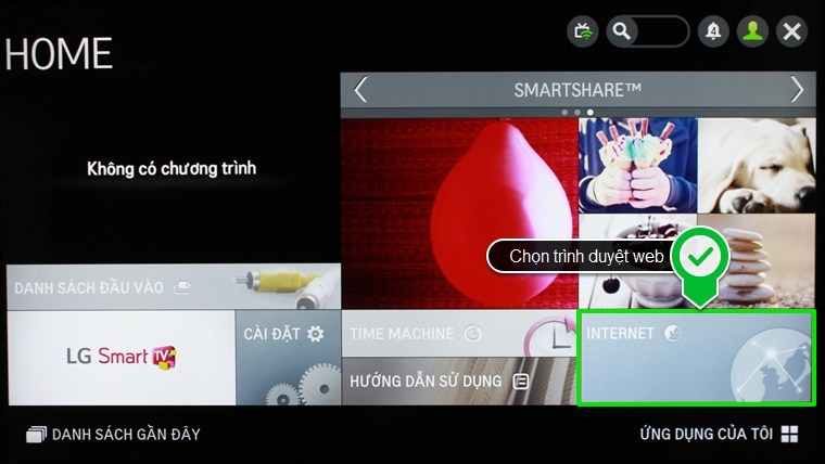 Cách đánh dấu trang web yêu thích trên Smart tivi LG hệ điều hành Netcast > Chọn trình duyệt web