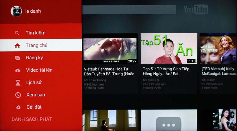 Giao diện YouTube trên Smart tivi LG 2015