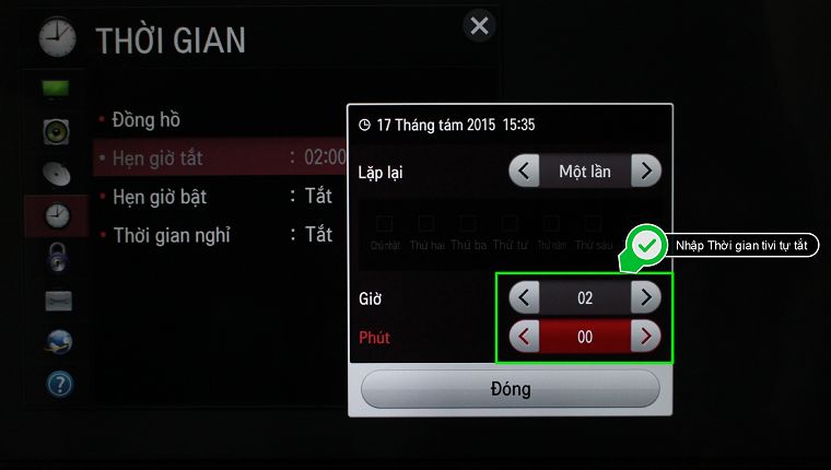 Cách cài đặt thời gian trên Smart TV LG hệ điều hành NetCast > Nhập Thời gian tivi tự động tắt