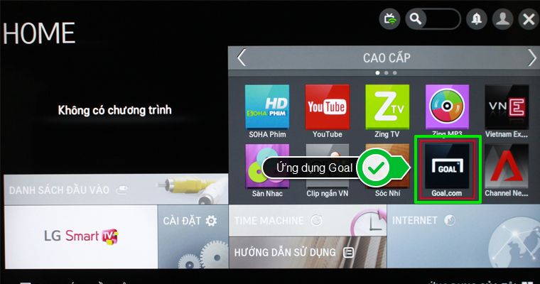 Goal.com trong kho ứng dụng của LG