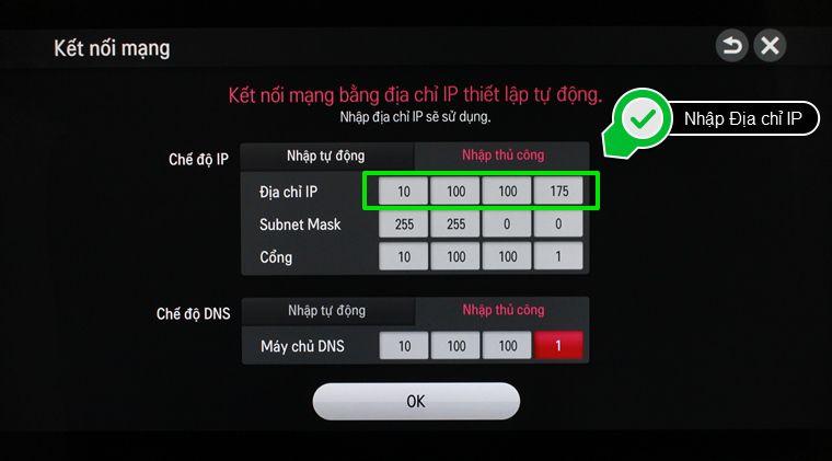 Nhập Địa chỉ IP