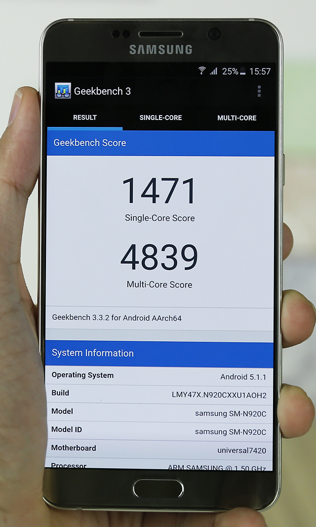 Điểm số Geekbench Note 5
