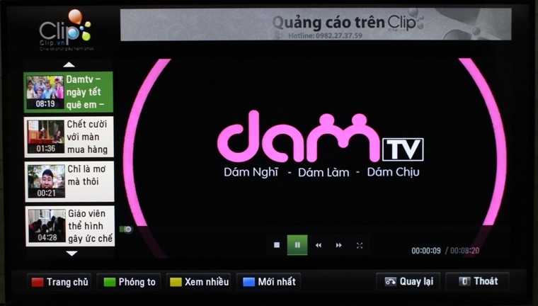 Cách sử dụng ứng dụng Clip.vn trên Smart tivi LG hệ điều hành Netcast > Clip được chiếu trên tivi