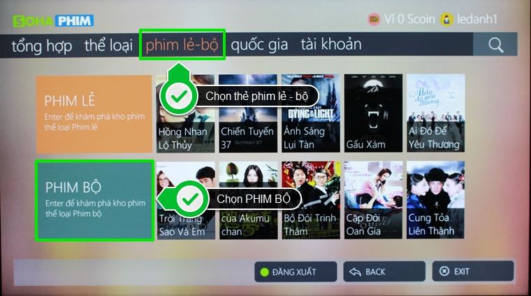 Chọn thẻ phim lẻ - bộ, chọn PHIM BỘ