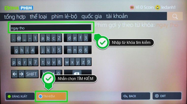 Nhập từ khóa muốn tìm, sau đó nhấn chọn TÌM KIẾM 