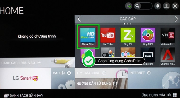 Nhấn chọn ứng dụng SohaPhim