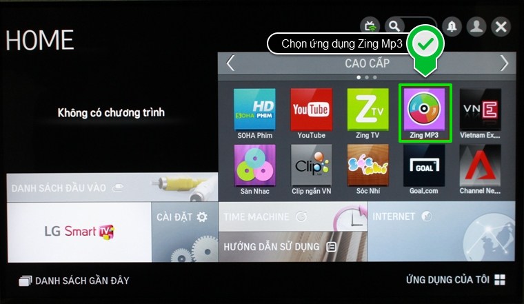 Chọn ứng dụng Zing Mp3