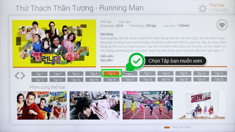 Cách sử dụng ứng dụng FPT Play trên Smart tivi LG hệ điều hành NetCast > Chọn tập phim bạn muốn xem