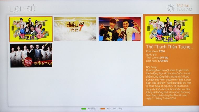 Cách sử dụng ứng dụng FPT Play trên Smart tivi LG hệ điều hành NetCast > Danh sách các video đã xem