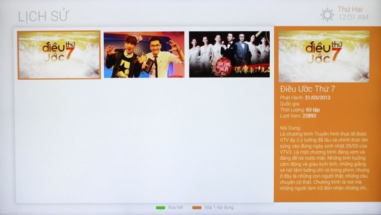 Cách sử dụng ứng dụng FPT Play trên Smart tivi LG hệ điều hành NetCast > Nội dung đã được xóa trong lịch sử