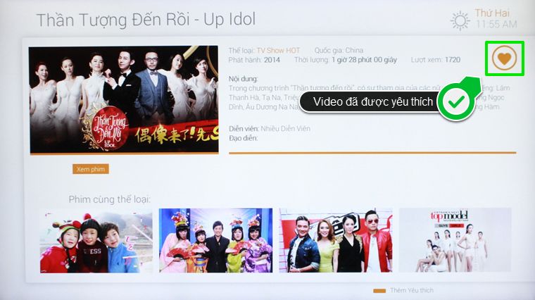 Cách sử dụng ứng dụng FPT Play trên Smart tivi LG hệ điều hành NetCast > Video đã được thêm vào danh sách yêu thích