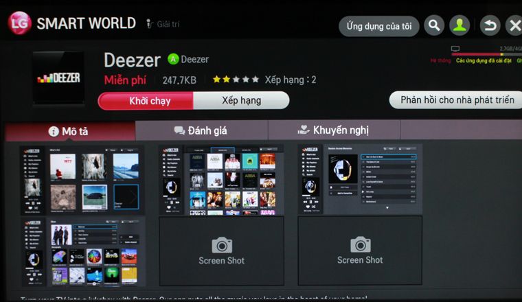 Giao diện download ứng dụng trên Smart tivi LG