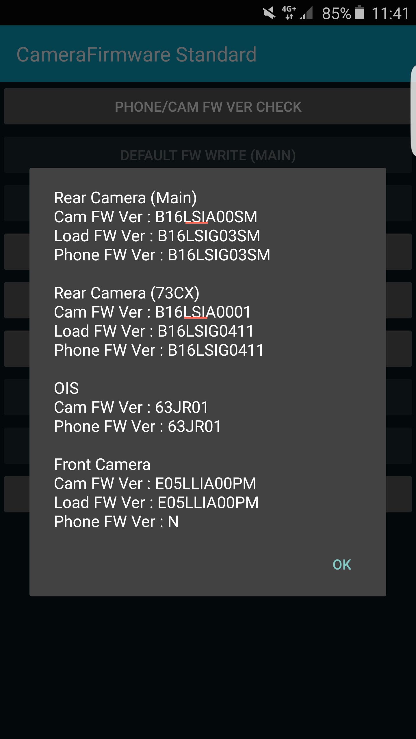 Bảng thông tin cảm biến camera Galaxy Note 5 (trên) và Galaxy S6 Edge Plus (dưới) với mã LSI 2