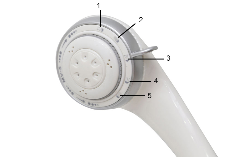 Hướng dẫn sử dụng máy nước nóng Electrolux EWE451BX-DW > Nút điều chỉnh chế độ phun được tích hợp trên vòi sen