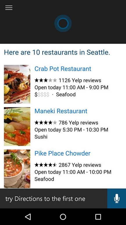 Hình ảnh của phiên bản Cortana beta trên Android Hình ảnh của phiên bản Cortana beta trên Android