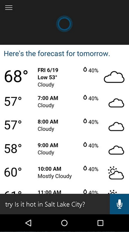 Hình ảnh của phiên bản Cortana beta trên Android Hình ảnh của phiên bản Cortana beta trên Android