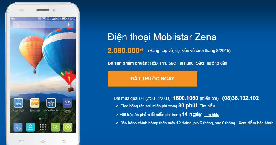 Mobiistar Zena lên kệ Mobiistar Zena lên kệ