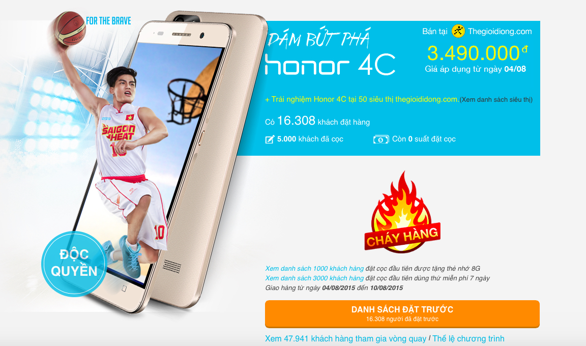 Honor 4C cháy hàng ngay trong những ngày bán ra đầu tiên