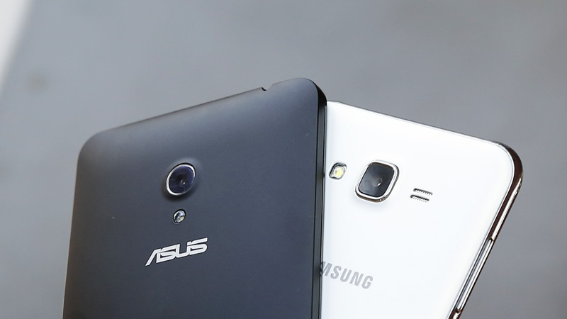 Mặt lưng Galaxy J7 và Zenphone 6