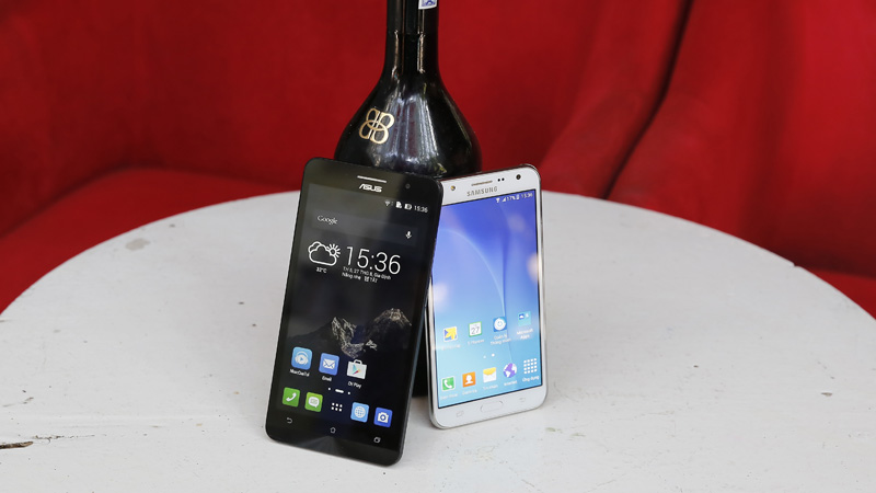 So sánh mặt trước Zenphone 6 và Galaxy J7
