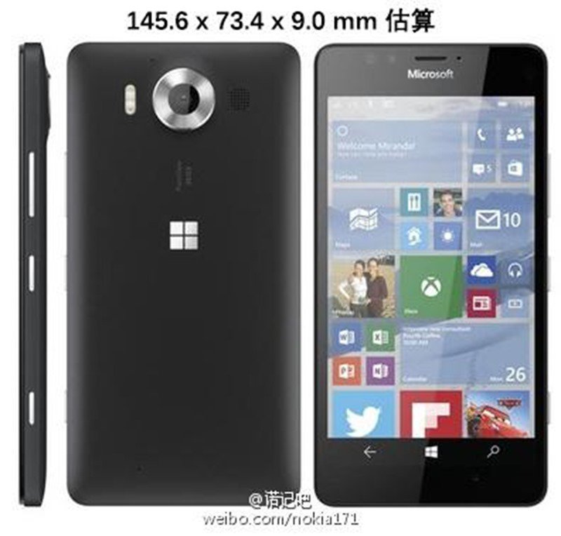 Lumia 940 màu đen kèm thông số kích thước