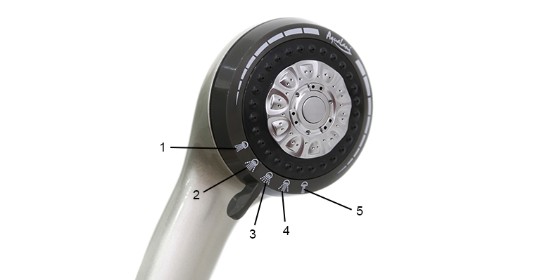 Nút điều chỉnh chế độ phun được tích hợp trên vòi sen