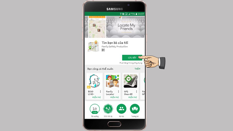 Chọn cài đặt để tải ứng dụng về