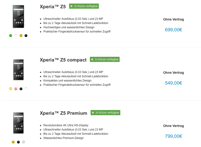 Bảng giá tại Đức (đơn vị Euro)