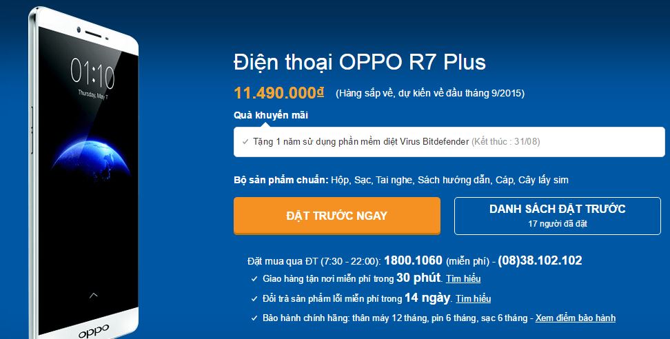 Oppo R7 Plus Cực Đẹp Có Thời Lượng Pin Rất Đáng Nể