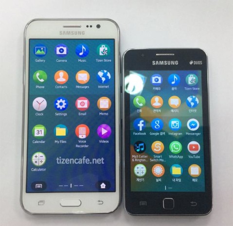 Ảnh rò rỉ Samsung Z3 (trái) và Samsung Z1 (phải)