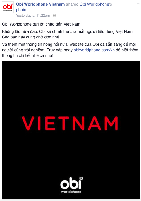 Quảng cáo đến Việt Nam của Obi Quảng cáo đến Việt Nam của Obi
