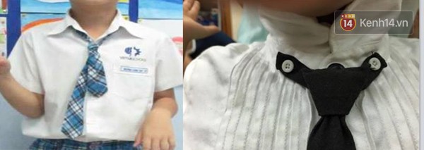 Hình ảnh so sánh giữa cà vạt trường Vstar và trường Hàn Quốc